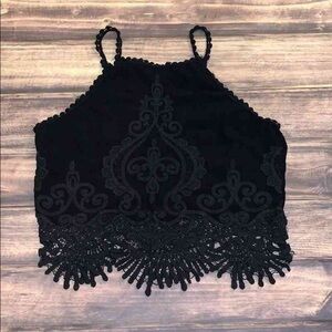 Elegant Black Lace Women Top